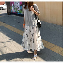 Summer Casual Plus Size Female Stitching Printing Dress